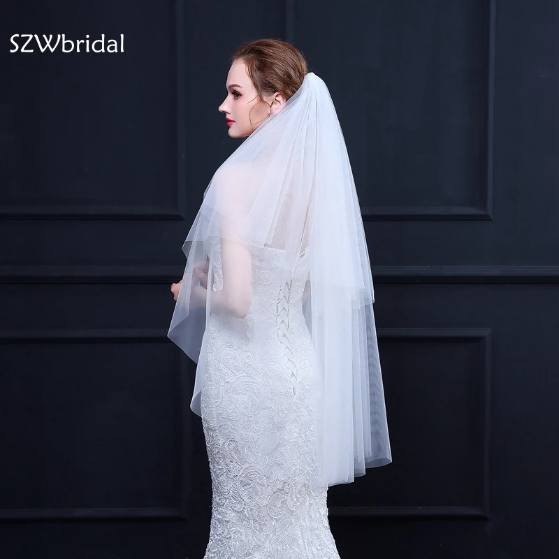 New Arrival White Ivory Bridal veil 2024 Cheap Wedding accessories velo voile mariage Accesorios mujer Cheap wedding veil