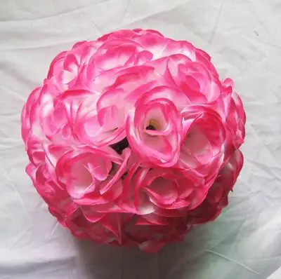 SPR 25cm baby-pink rose wedding plastic center flower ball decoration,kissing flower ball decoration