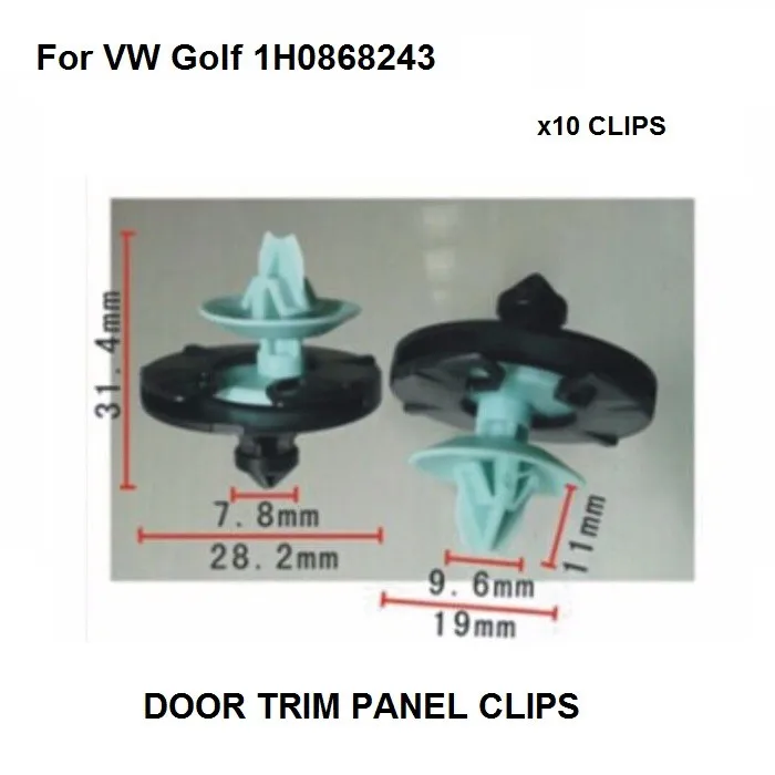 FREE SHIPPING!!! x10 Pieces For VW Golf 3 Door Panel Fixing Clip Holders 1H0868243 - 1H0868243 B NEW