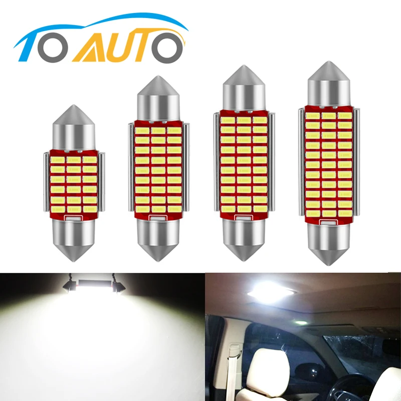 1pcs C5W LED Car Interior Light Canbus C10W Festoon 31mm 36mm 39mm 42mm LED Bulbs 6000K White Dome Reading Light Auto Lamp