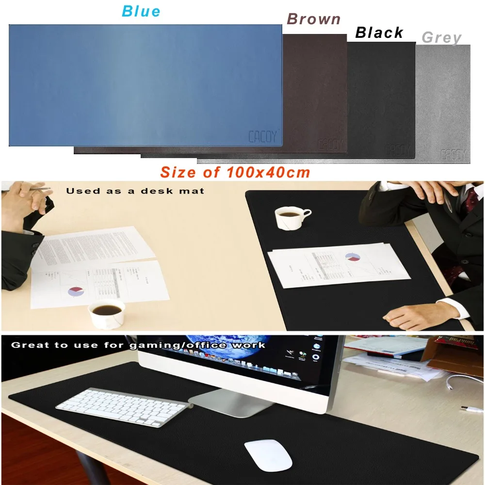 

Oversized 100x40cm PU Leather Desk Pad Non-Slip Smooth Mouse Pad Desk Mate Protective Mat for Office Home School Gaming