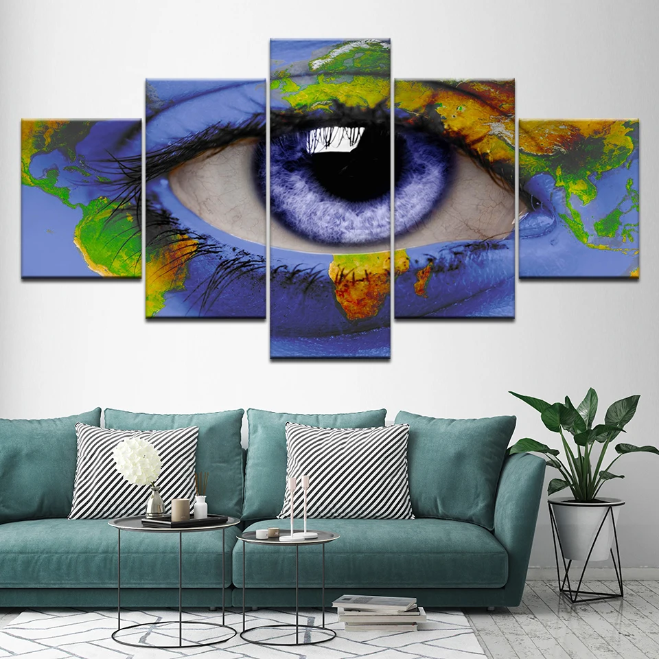 Canvas Painting eyes world perception 5 Pieces Wall Art Painting Modular Wallpapers Poster Print for living room Home Decor