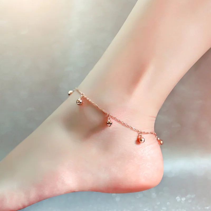 Bells Anklet for Women 18KGP Rose Gold Color Titanium Steel 316L Stainless Fashion Charm Jewelry Not Fade Best Gift(GA113)