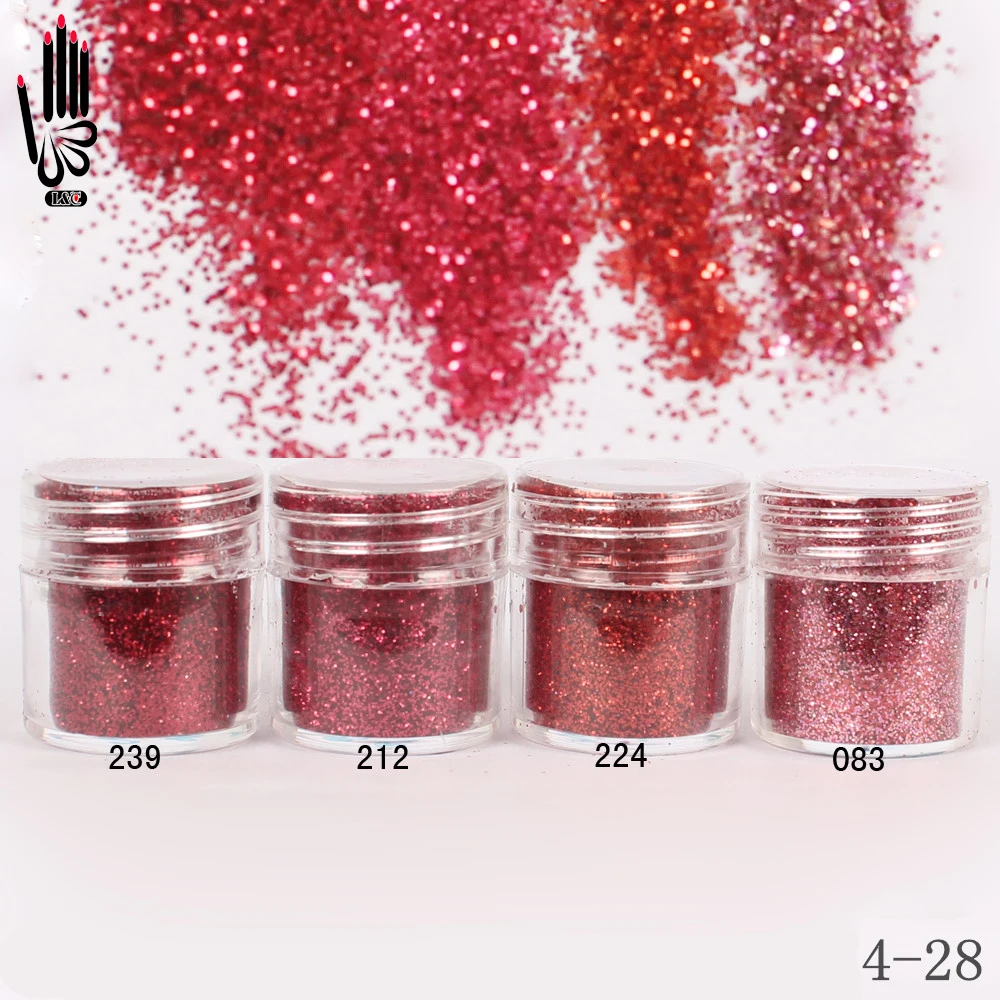 Chiodo 1 barattolo/scatola 10ml Nail Art 4 colori rosso vino Glitter per unghie polvere Fine per Gel Nail Art decorazione opzionale 300 colori 4-28