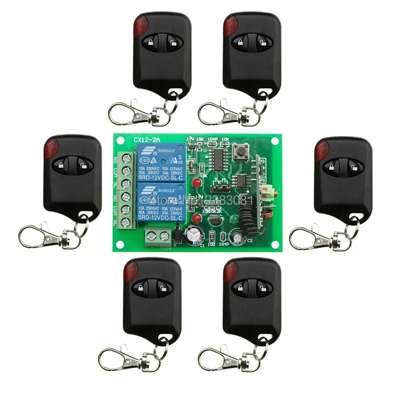 

DC12V 10A 2CH 315MHz/433MHZ Wireless RF Remote Control Switch 6* cat eye Transmitter+1*Receiver for Appliances Gate Garage Door