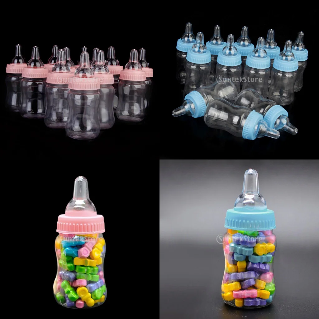 New Hot Sale 24 x Fillable Bottles Milk Candy Box Favors Party Decorations Christening Baby Shower Party Favors Gifts Pink/Blue