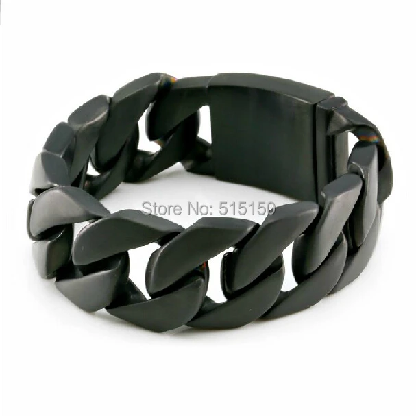 No Min.order Free Shipping Black Tone High Quality Stainless Steel Jewelry Link Bangle Mens Curb Cuban Bracelet 8.46