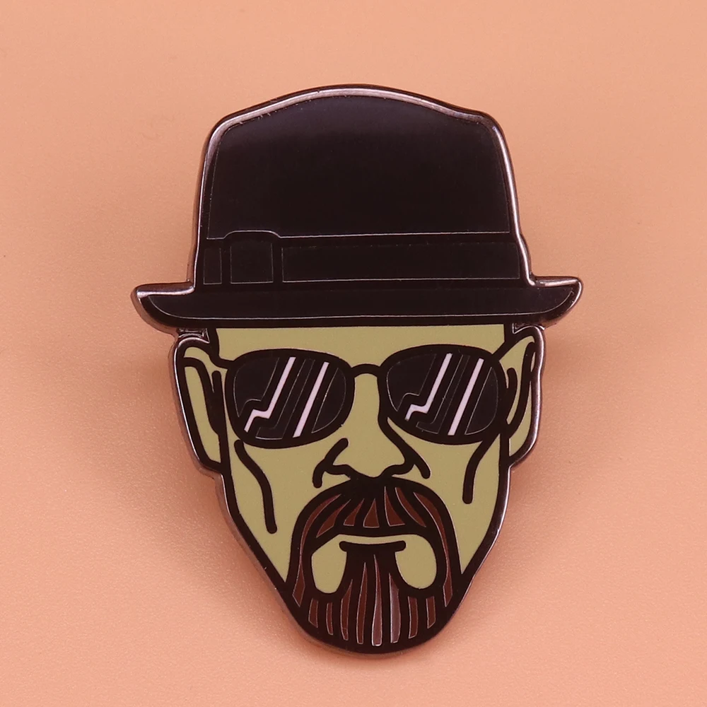 Breaking Bad Heisenberg broszka fajne czarny kapelusz przypinka rozjaśniające śruby okulary człowiek odznaka vintage biżuteria koszula kurtka dostęp