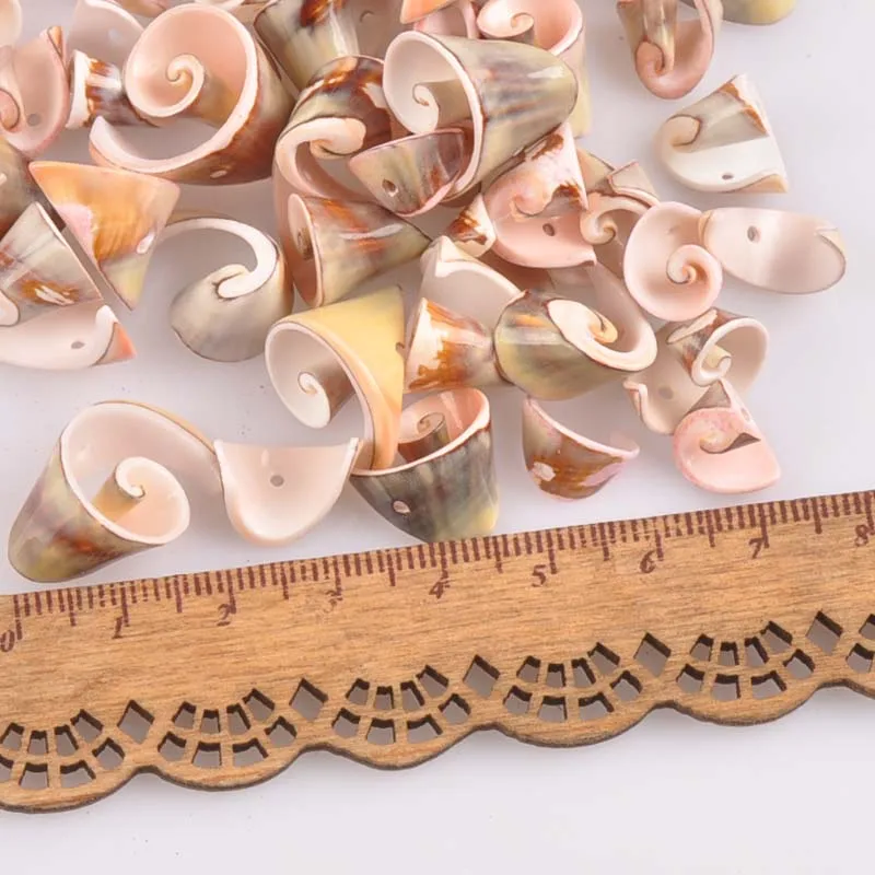 10-19mm Natural Light Spiral Shell Spacer beads for DIY jewelry making 25pcs one hole TRS0245X