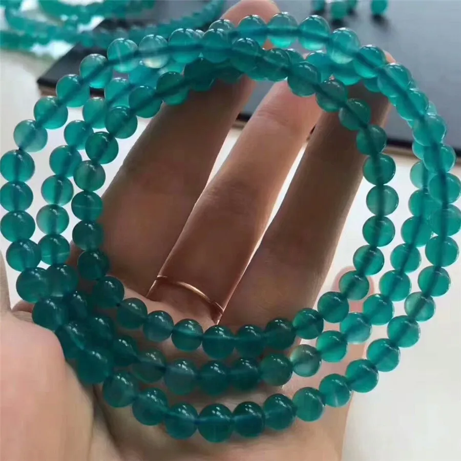 Natural Green Ice Amazonite Women Bracelet 6.5mm Stretch Amazonite Round Bead 3 Laps Bracelet Jewelry Mozambique AAAAAA