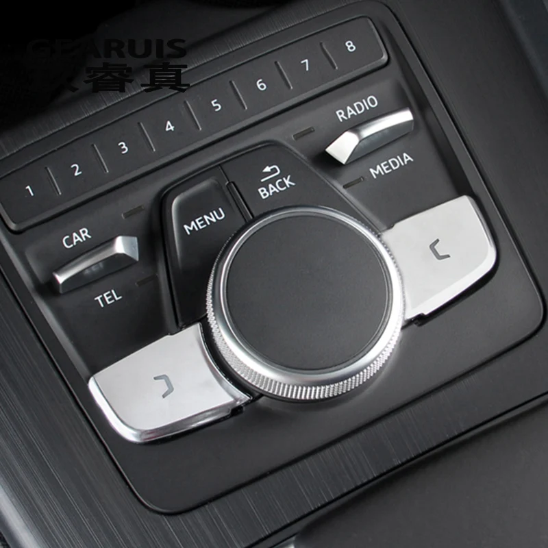 Car Styling For Audi A4 B9 A5 Gears Shift Panel Covers multimedia BLCk MENU buttons decoration Sticker Interior auto Accessories