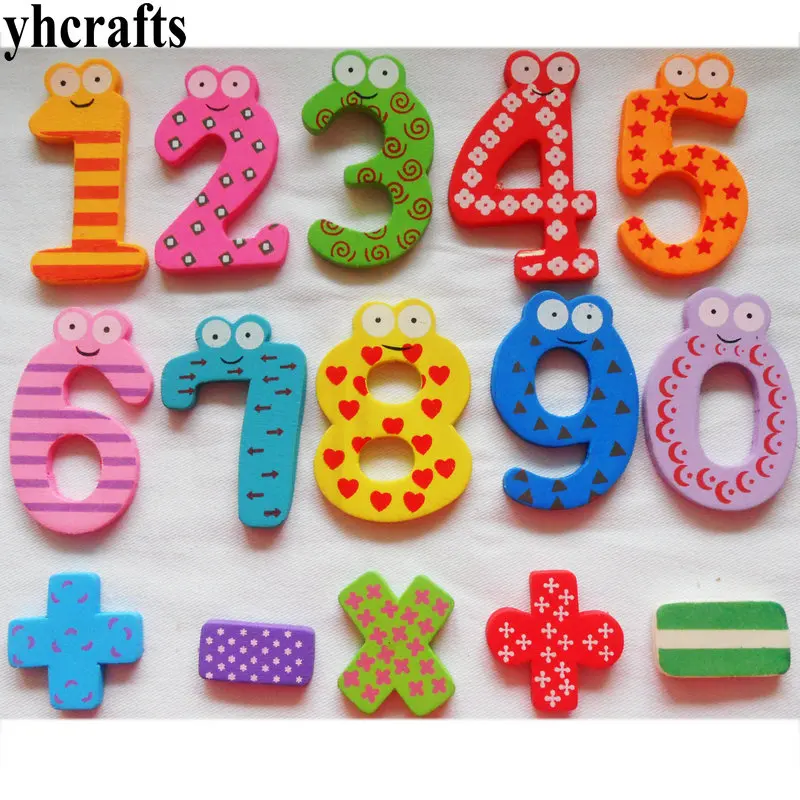 150PCS/LOT.0-9 numbers math symbol wood fridge magnet Early learning educational toys Math number learning Teach your own Self