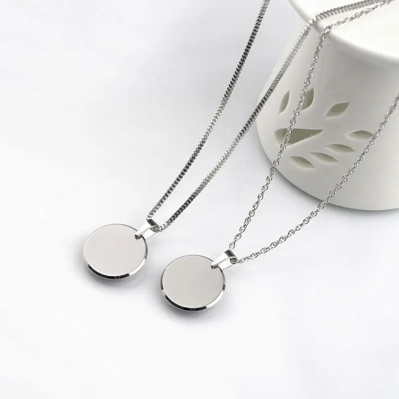 2023 New Fashion Customized Tungsten Pendants Couples' Necklace Laser Engrave Letters/ Photos Never Fade for Man and Woman