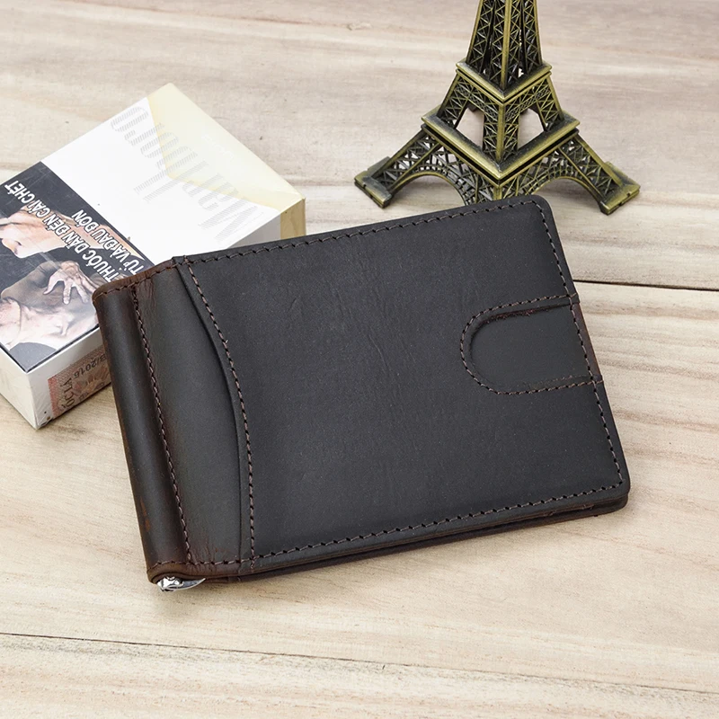 Top Grade Brand Genuine Leather Money Clip Wallet Dollar Cash Card Cowskin Male Men's Clip Purse Men Wallets Clip Biflod Male