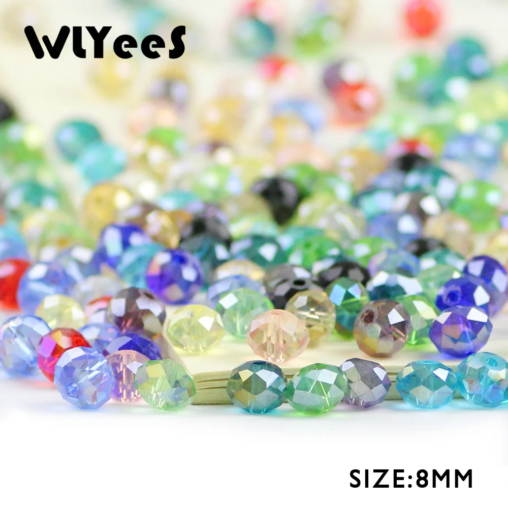 WLYeeS Austrian Crystals 4mm Faceted Flat Round Beads 100pcs Round Glass Loose Beads necklace bracelet Jewelry Making DIY Ball