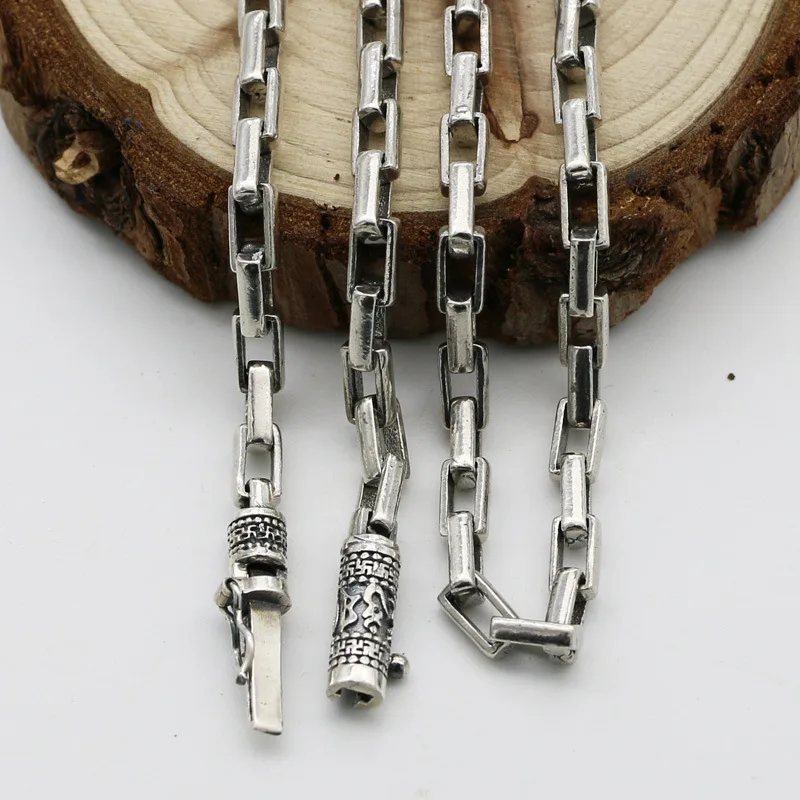 

Male And Female S925 Sterling Silver Punk Chain Retro Thai Silver Necklace Long Paragraph Rough Sweater Chain Accessories