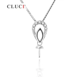 CLUCI 925 sterling silver Tiny crystal Pendant accessary for pearl necklace making, fit 7-8mm pearl,  Women Fine Jewelry SP236SB