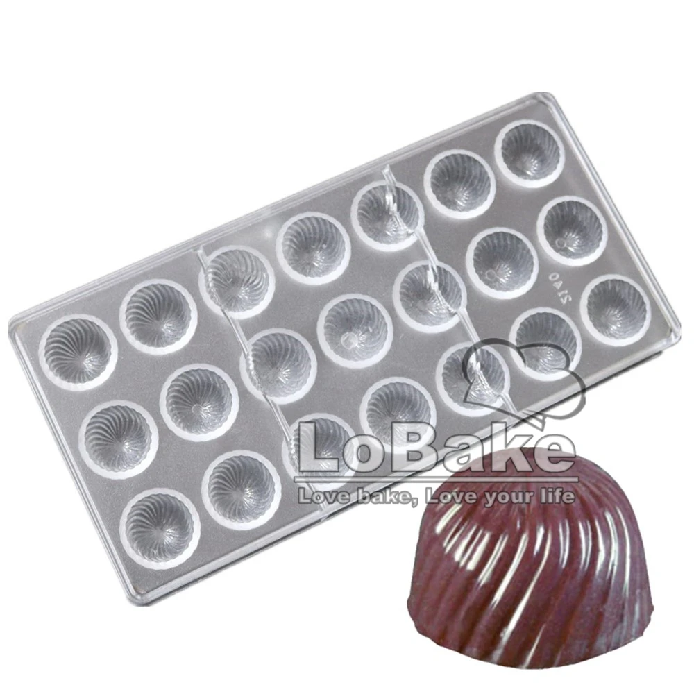 21 cavities Fluted striped cylinder shape PC Polycarbonate plastic moldes chocolate cake moule patisserie for baking