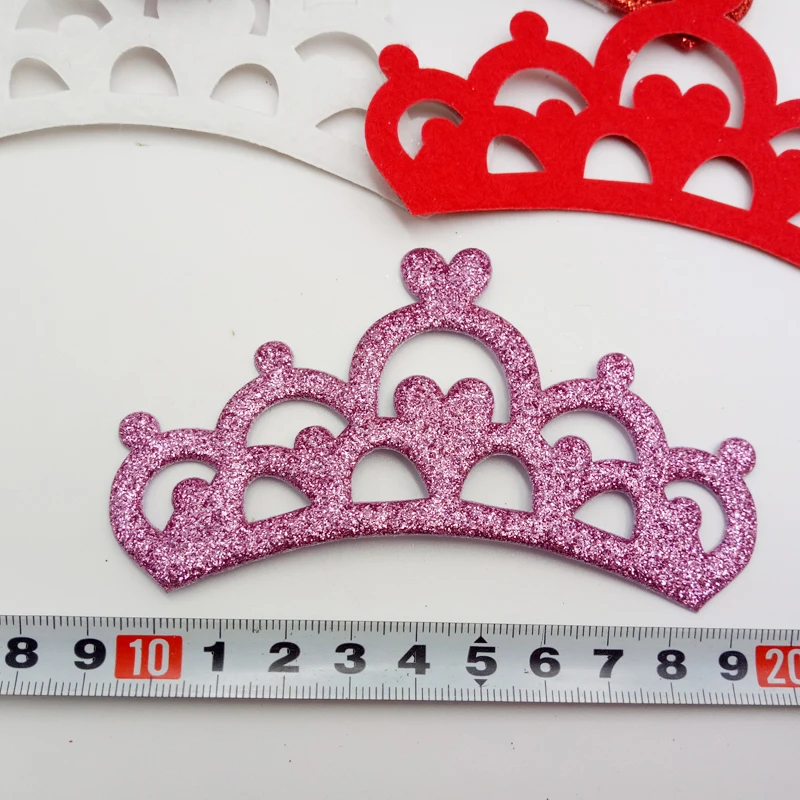 20pcs/lot 10cm Mixed Glitter Fabric Patches Glitter Crown Applique for Craft/Clothes DIY Scrapbooking Accessories