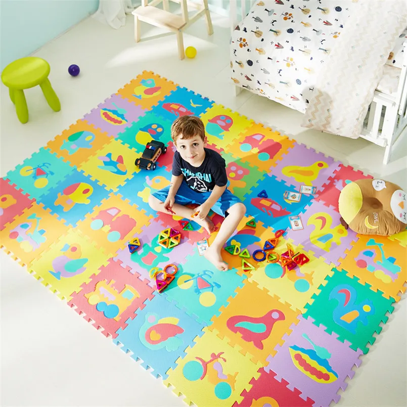 10Pcs/set 30*30cm Play Mat Animal Number Alphabet Pattern Floor Tapete Baby Puzzle Toys Kids Children EVA Foam Yoga Crawling Mat