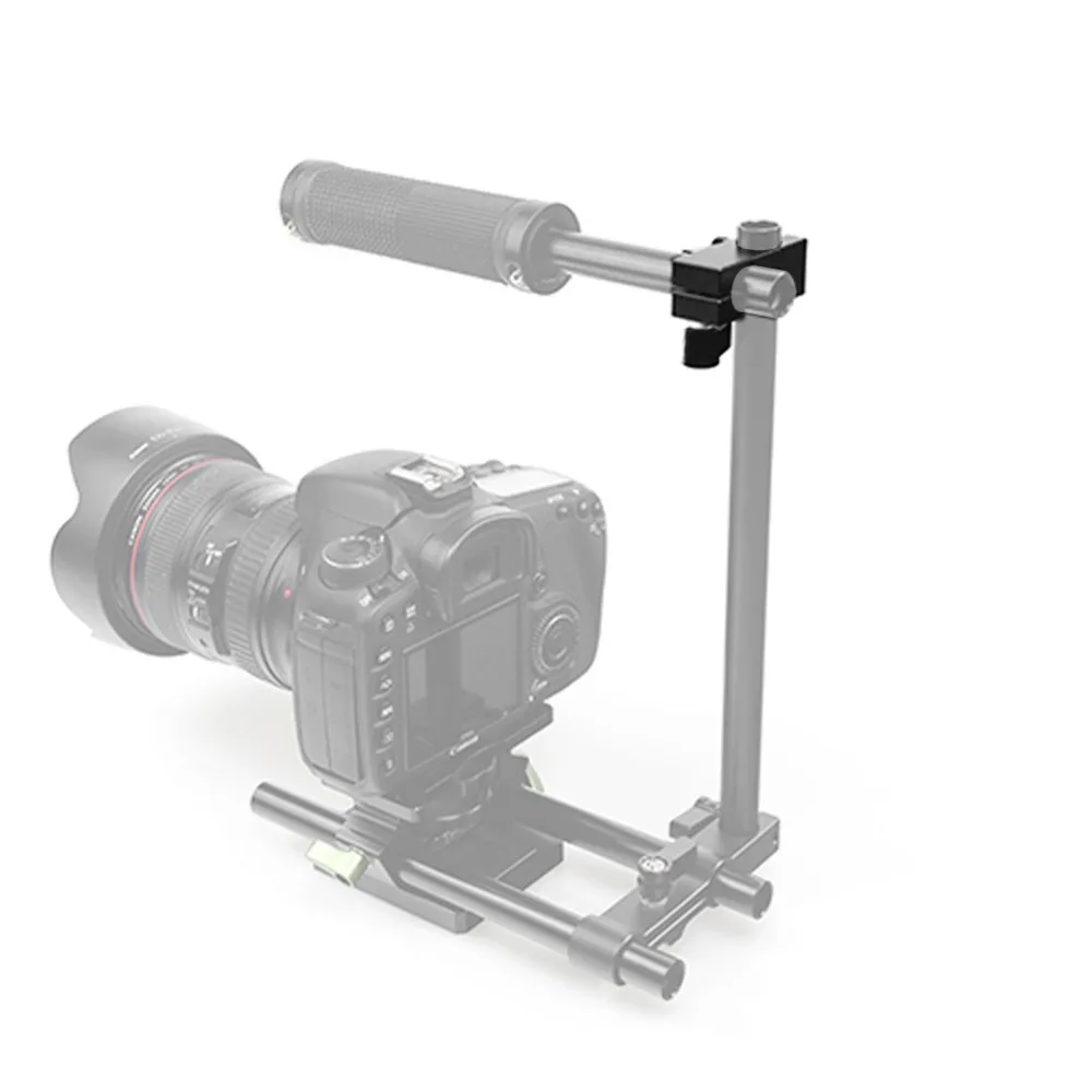 NICEYRIG Double Rod Clamp 15mm 90 Degrees Vertically Rail Connector Adapter DSLR Camera Rig Aluminum Alloy Black 2pcs Hand Screw