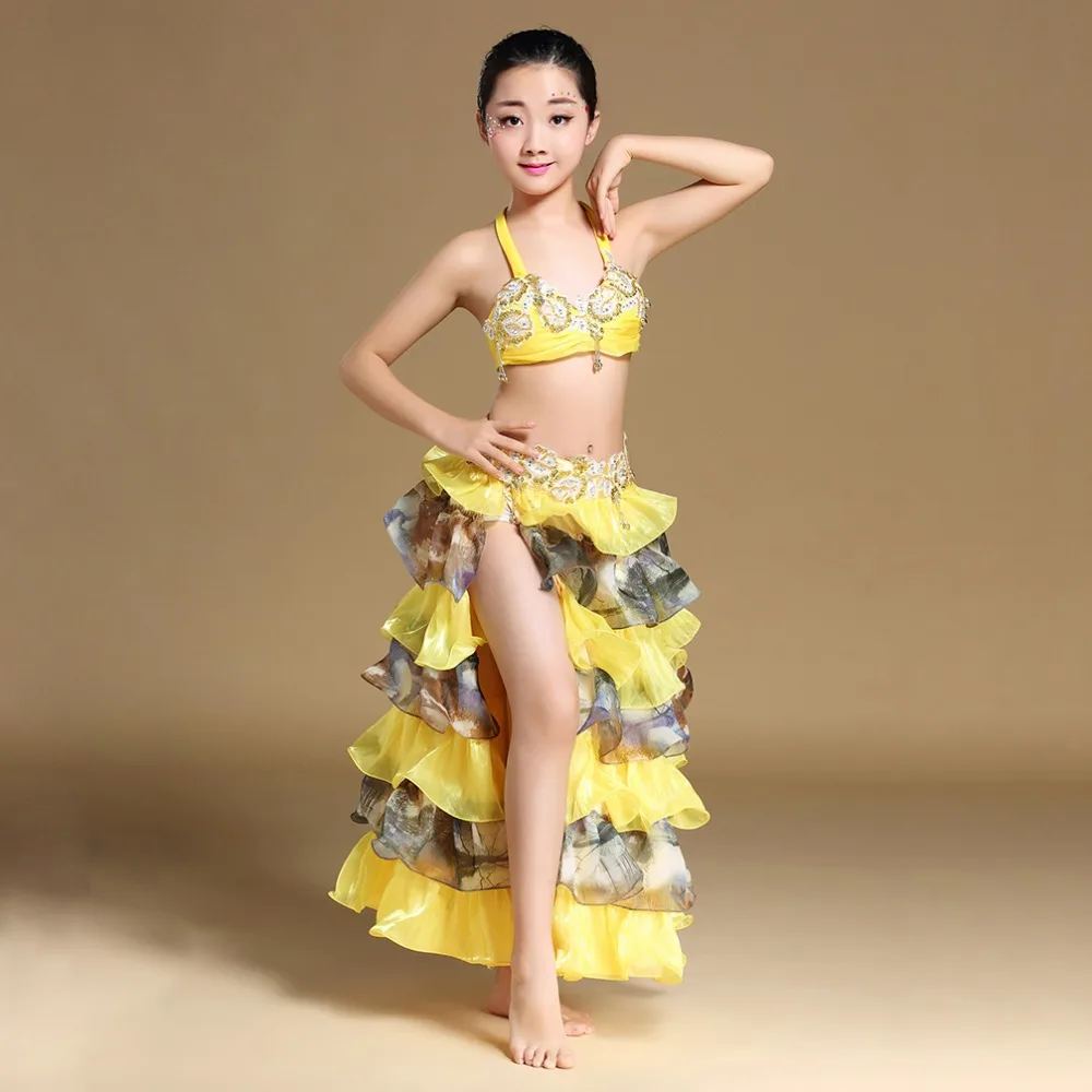 New 2018 Girls Stage Performance Belly Dancing Clothes Oriental Skirts Outfit Kids Children Belly Dance Costume Set