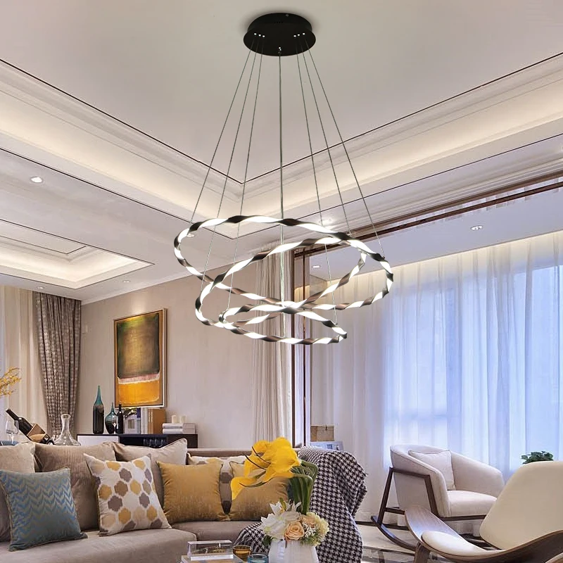 70CM 55CM 40CM Modern 3 square rings LED Pendant Lights For Living Room Dining room light Pendant Lamp Hanging Ceiling luminaire