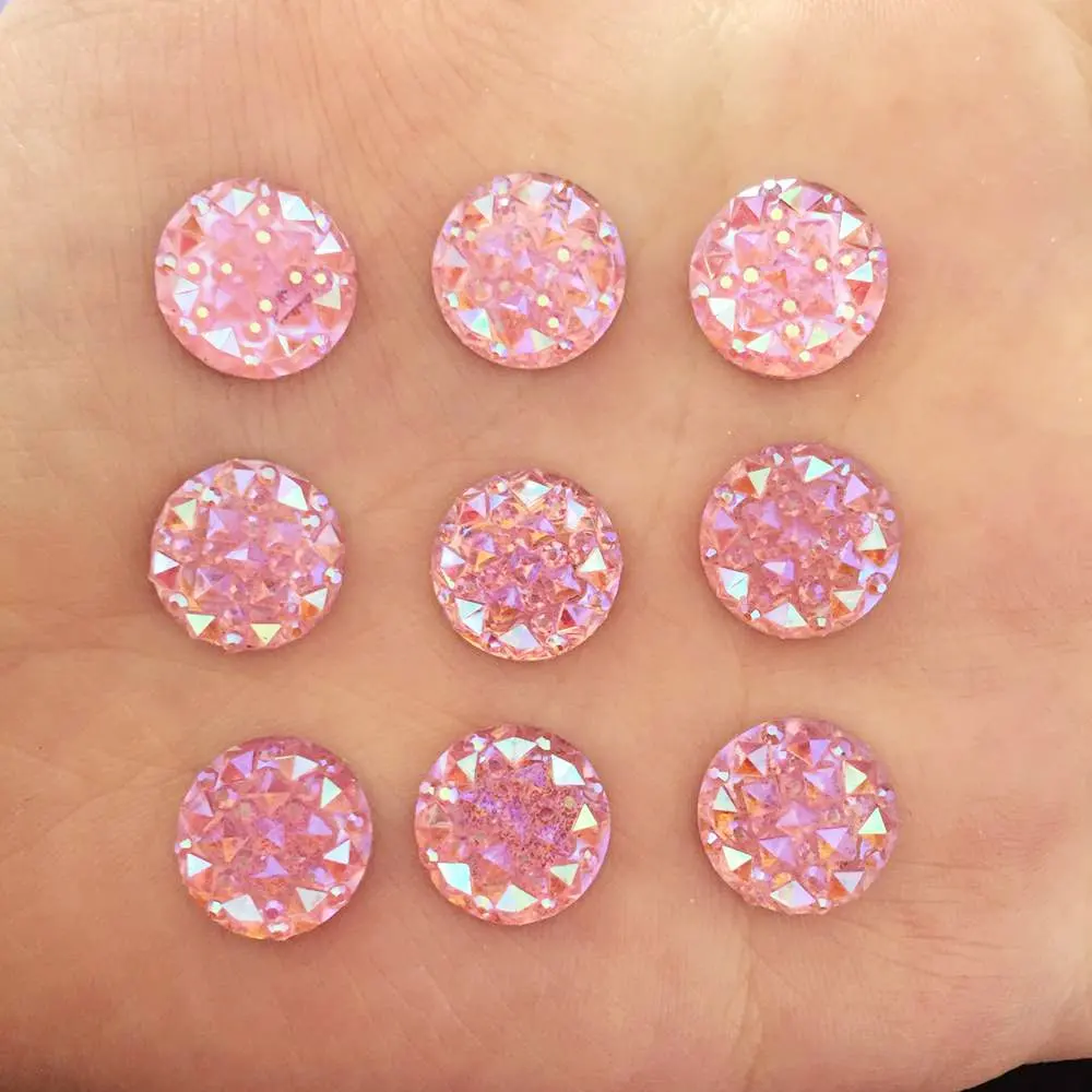 80PCS AB Resin shiny 12mm Round Flatback Rhinestone children scrapbook  DIY Ornaments Wedding applique SC36*2