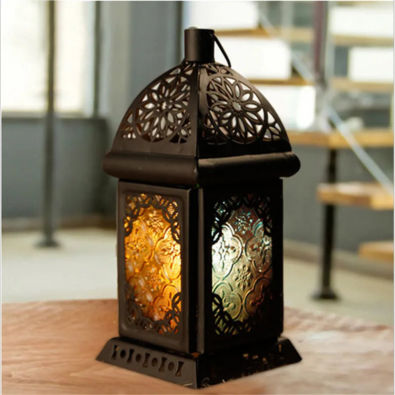 2018 Classic Moroccan Decor Candle Holders Votive Iron Glass Hanging Candlestick Candle Lantern Party Home Wedding Decoration