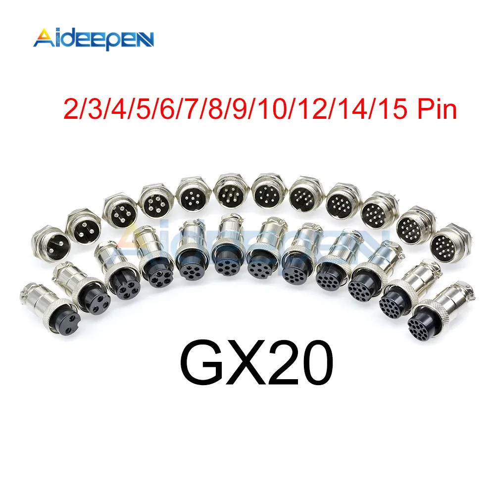 1 Set GX20 Luftfahrt-Steckverbinder, Stecker und Buchse, Rundsteckverbinder mit 2/3/4/5/6/7/8/9/10/12/14/15 Pins, Kabel-Panel-Steckverbinder – Detail 3