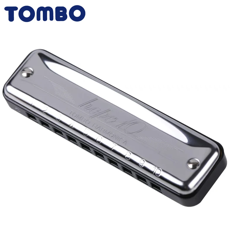 TOMBO HOPE10 10 Holes Harmonica Harp Sliver C/D/E/F/A/G/E Diatonic Pop Folk Blues Mouth Organ Professiona Musical Instrument