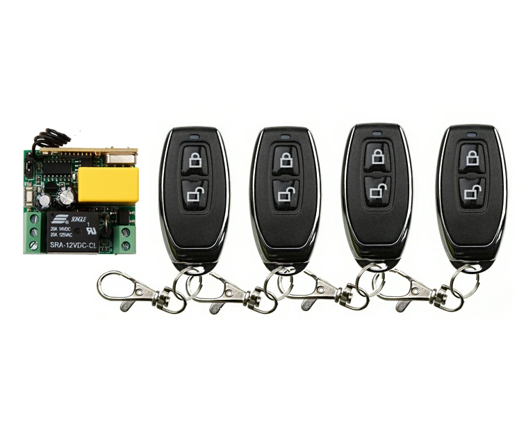 AC220V Mini  1CH(channel) 10A  wireless remote control switch  1 piece 35*32*20mm receiver + 4 piece transmitter