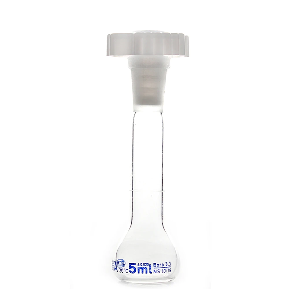 

5ml Transparent Lab Borosilicate Glass Volumetric Flask with plastic Stopper Office Lab Chemistry Clear Glassware Supply