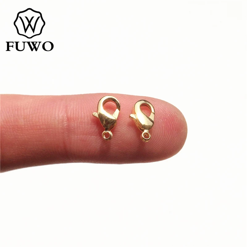 FUWO Wholesale Golden Plated Brass Lobster Clasps,High Quality Pendant Necklace Accessories For DIY Jewelry Making 100Pcs B001