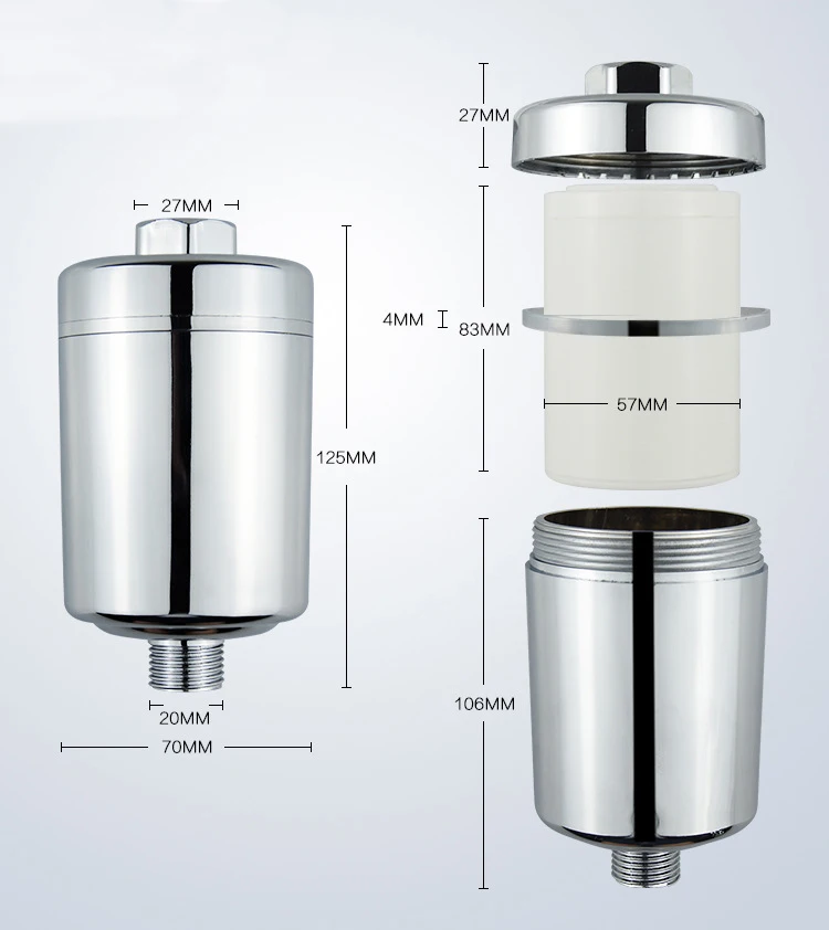Filtro doccia senza sostanze chimiche/Soffione doccia/purificatore doccia con materiale combinato in carbonio e KDF per pulire il cloro e i metalli pesanti