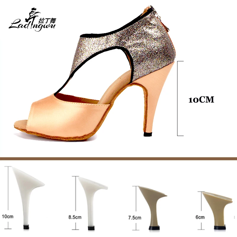 Women\'s  Zipper Satin  Square Dance Shoes  Latin Salsa Dance Shoes Latin Woman Performance  Ballroom Shoes Size 35-44