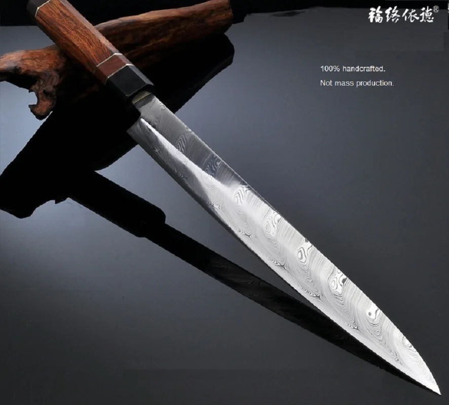 12inch Sweden Powder Steel Damascus  Japanese Top End Sakai Yanagiba Sashimi Knife  With Handmade Handcraft HRC63