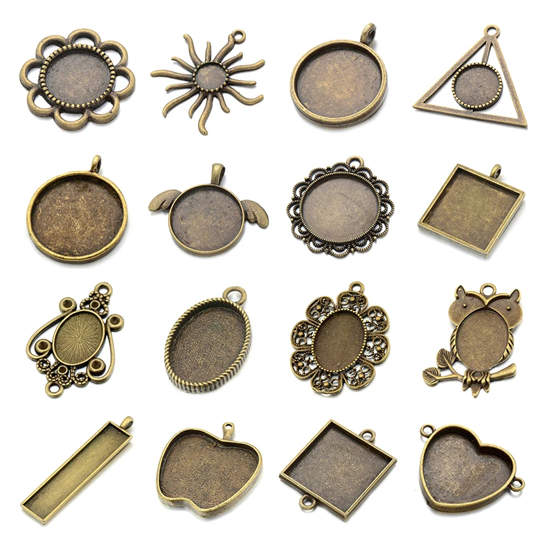 JUYA 10 sztuk/partia Charms ze stopu cynku wisiorek puste Cameo Cabochon ustawienie podstawy dla DIY naszyjnik wisiorek akcesoria do wyrobu biżuterii
