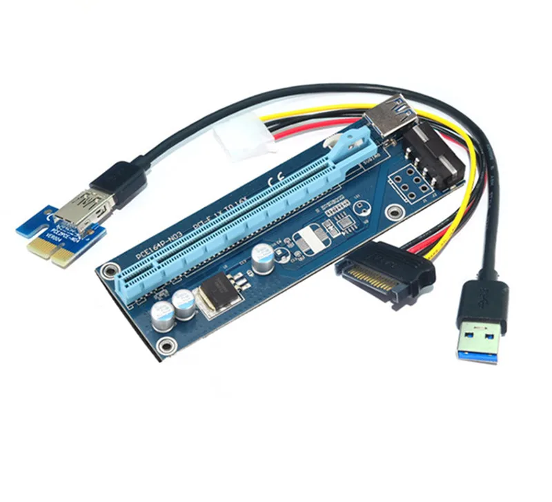 PCI-E PCI E Express Riser Card 1x to 16x USB 3.0 Data Cable 60cm SATA 15Pin Power Cable for BTC Miner Machine bitcoin mining