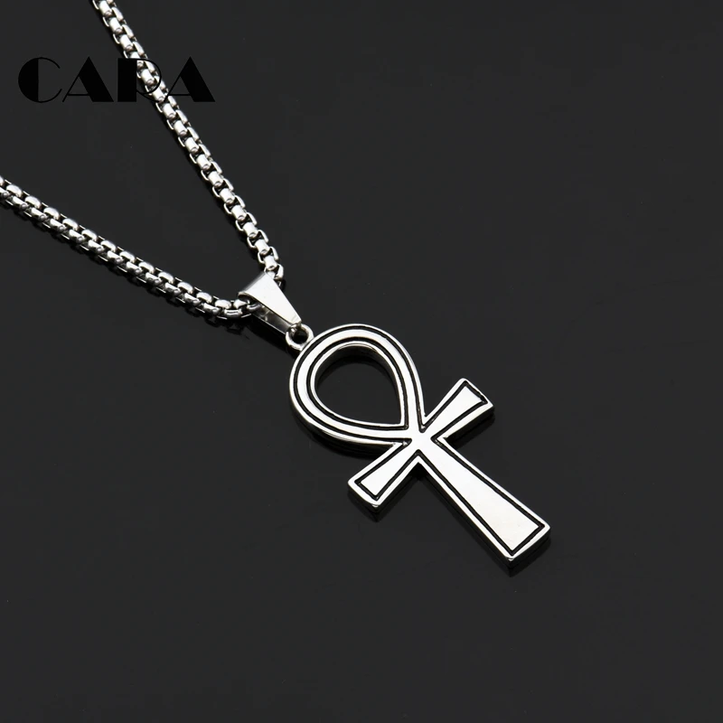 

New Ankh Necklace & Pendant The Key of the Nile Gold Color Plated stainless steel Men Hot Jewelry Egyptian Cross CAGF0405