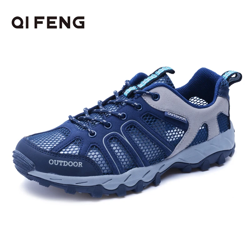 Men Women Outdoor Sports Summer Hiking Shoes Breathable Mesh Upper Trekking Climbing Footwear Wear Resisting Mountain Sneakers