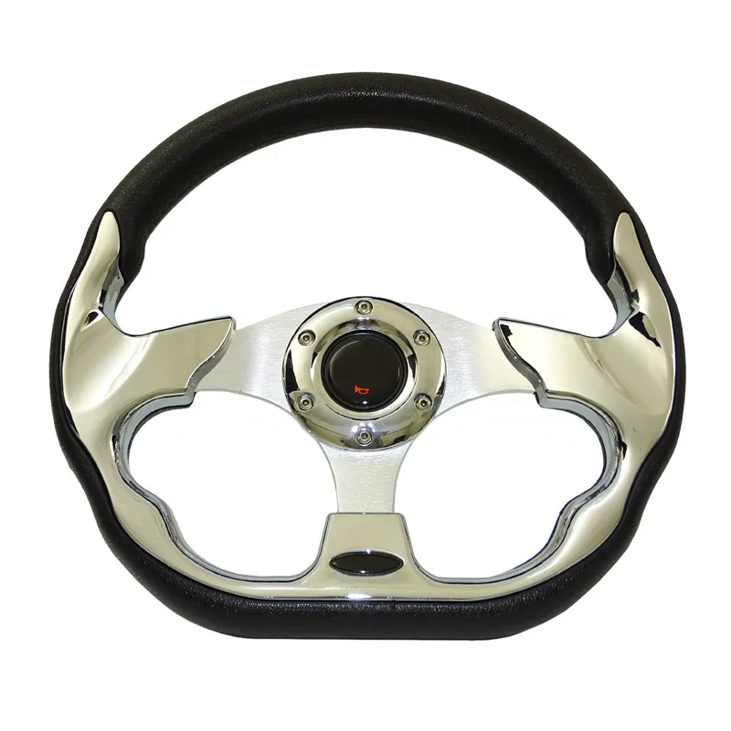 waase Universal Steering Wheels 320mm PVC Leather Racing Sports Auto Car Steering Wheel with Horn Button 12.5 inches