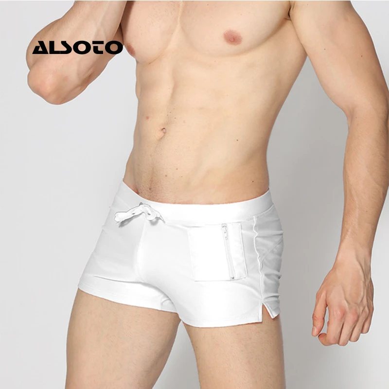 ALSOTO-bañadores cortos para hombre, traje de baño transpirable, bóxer, Sunga, novedad