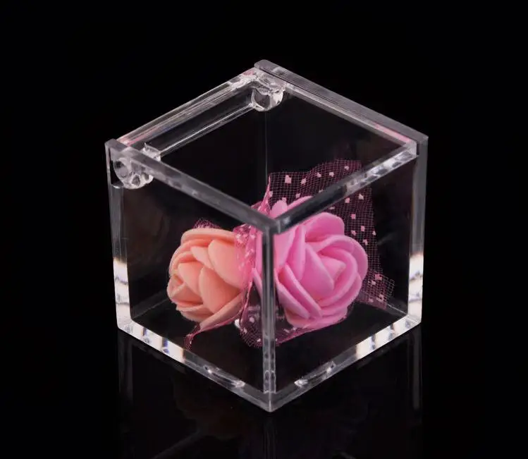 600pcs Food Grade Clear Plastic Square Box Candy Box Flip Transparent Gift Packing Case Wedding Favor Souvenirs SN1508