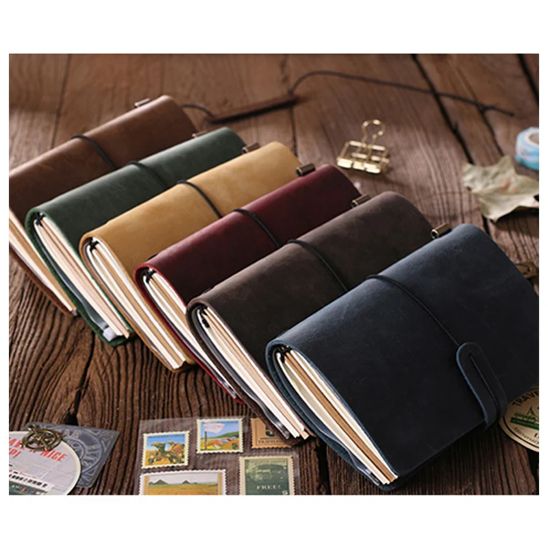 100% Genuine Leather Notebook Handmade Vintage Cowhide Diary Journal Sketchbook Planner Stationery Gift Traveler  Free lettering