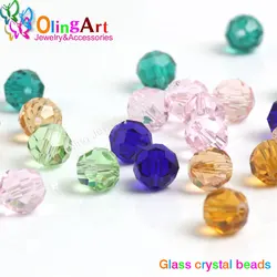 OlingArt 8mm mixed multicolor 50pcs Crystal round Glass 32 Faceted Football Beads DIY bead choker necklace jewelry making