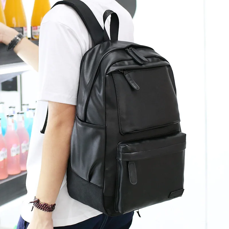 Brand Men Backpack Leather Male Functional bags Men Waterproof backpack PU big capacity Men Bag School Bags For Teenager