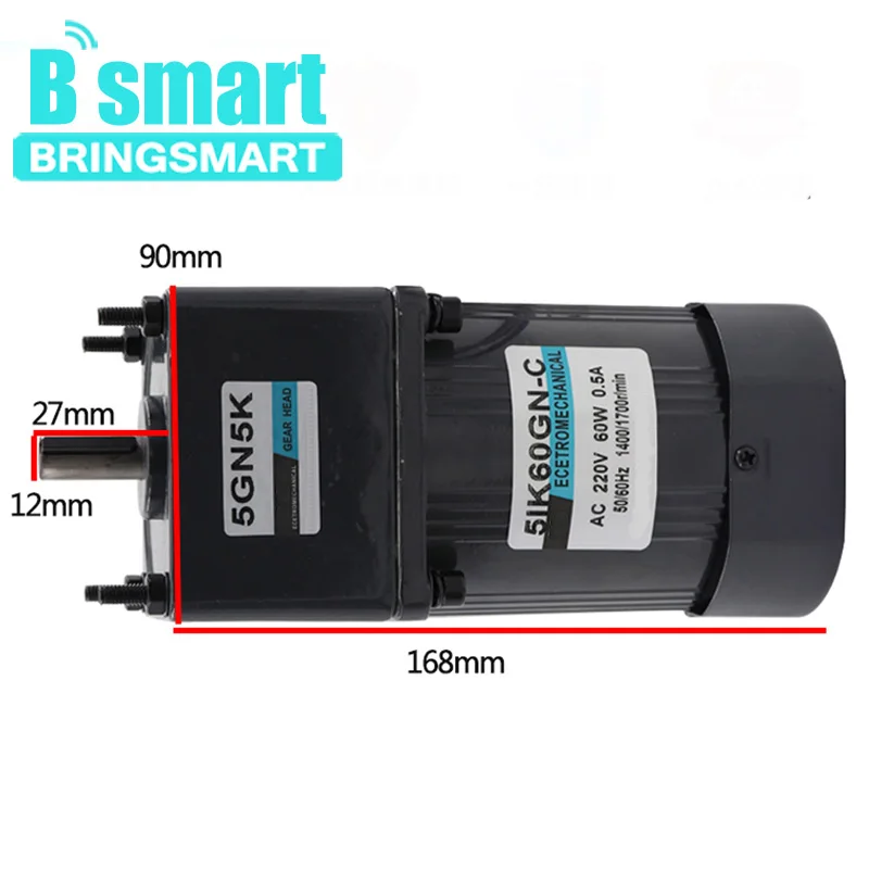 Wholesale 60W 220V Gear Motor Single Phase 7.5 To 600RPM/MIN With CW/CCW Fixed Speed With Motor Capacitor Bringsmart