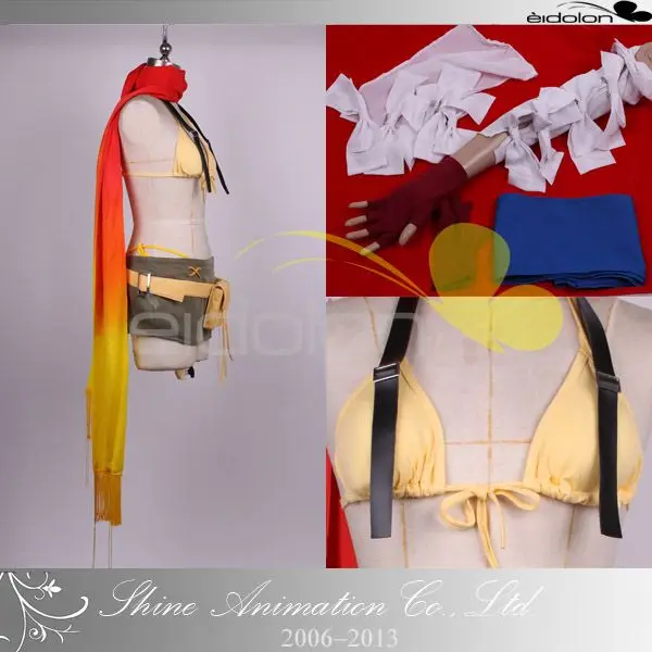 Final Fantasy X-2 Rikku Cosplay Costume with sleeves,gloves and headwears for Halloween Christmas party costume for men women - Image 4