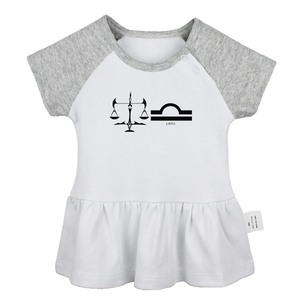 Constellation Aries Libra Taurus Scorpio Gemini Sagittarius Cancer Symbol Newborn Baby Girls Dresses Toddler Infant Clothes